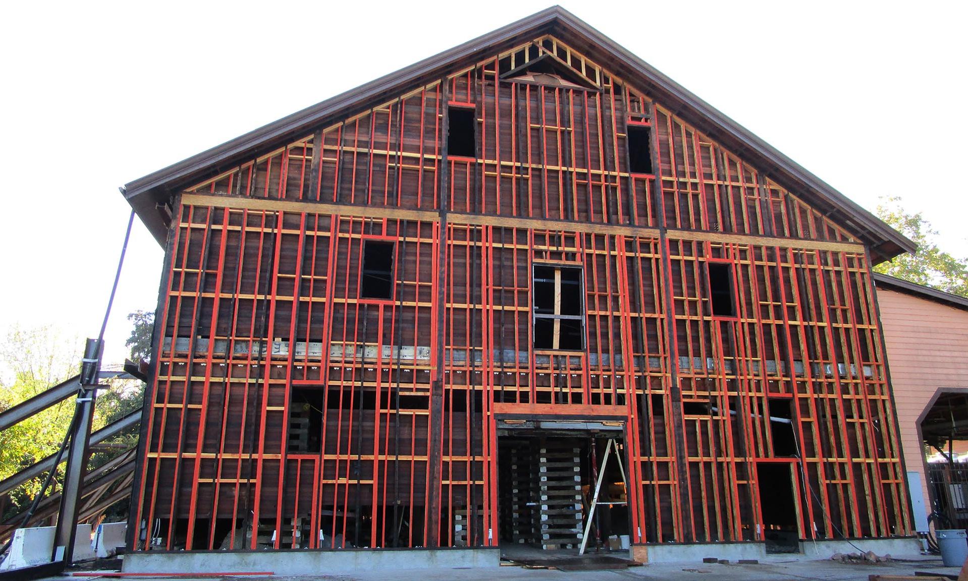 Trefethen Historic Winery exterior under construction